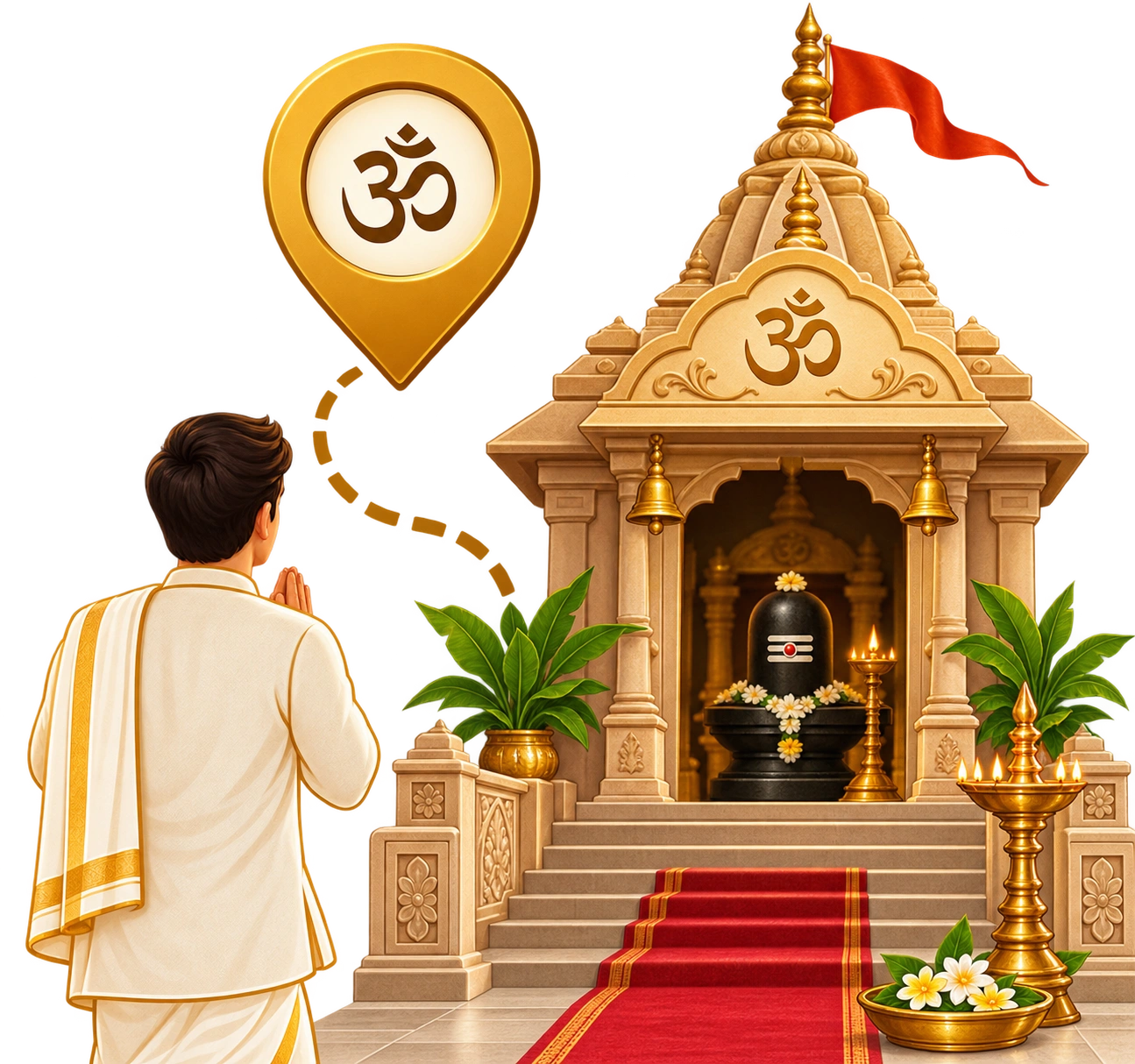 Arrive at Rudrabhishek Puja Location