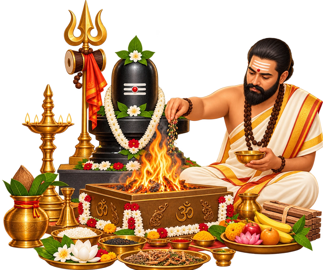 Havan and Offerings during Rudrabhishek