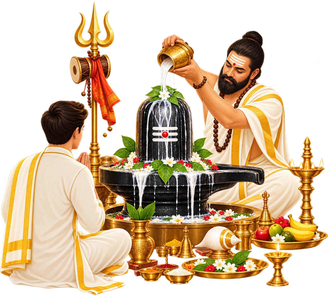 Perform Rudrabhishek on Shiva Lingam