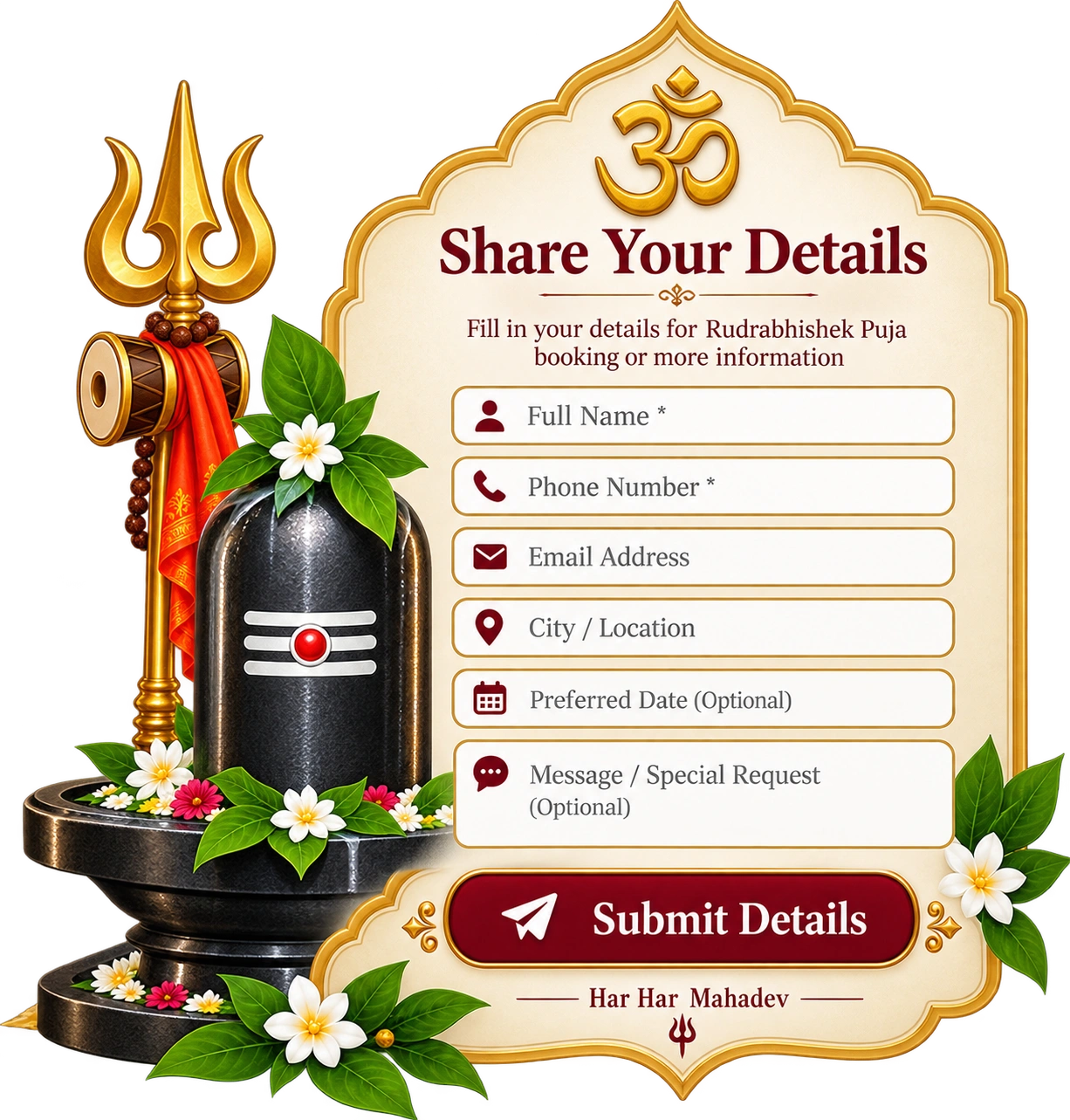 Share Your Details for Rudrabhishek Puja